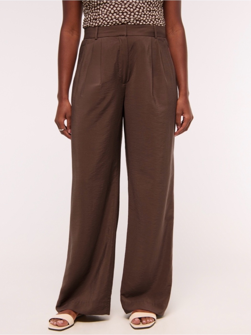 Sloane Wide Leg High-Rise Pants in Brown